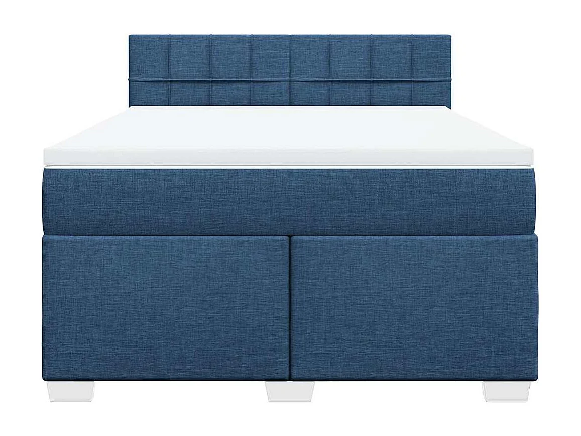 Boxspring met matras stof blauw 140x190 cm