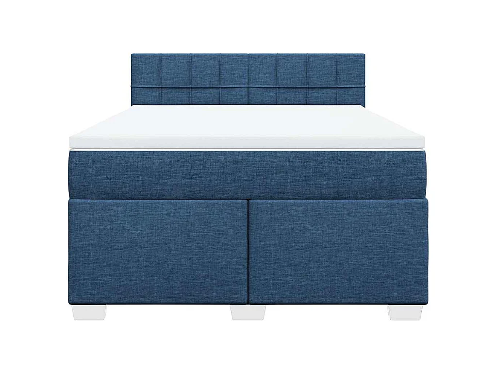 Sommier à lattes de lit avec matelas Bleu 140x190 cm Tissu