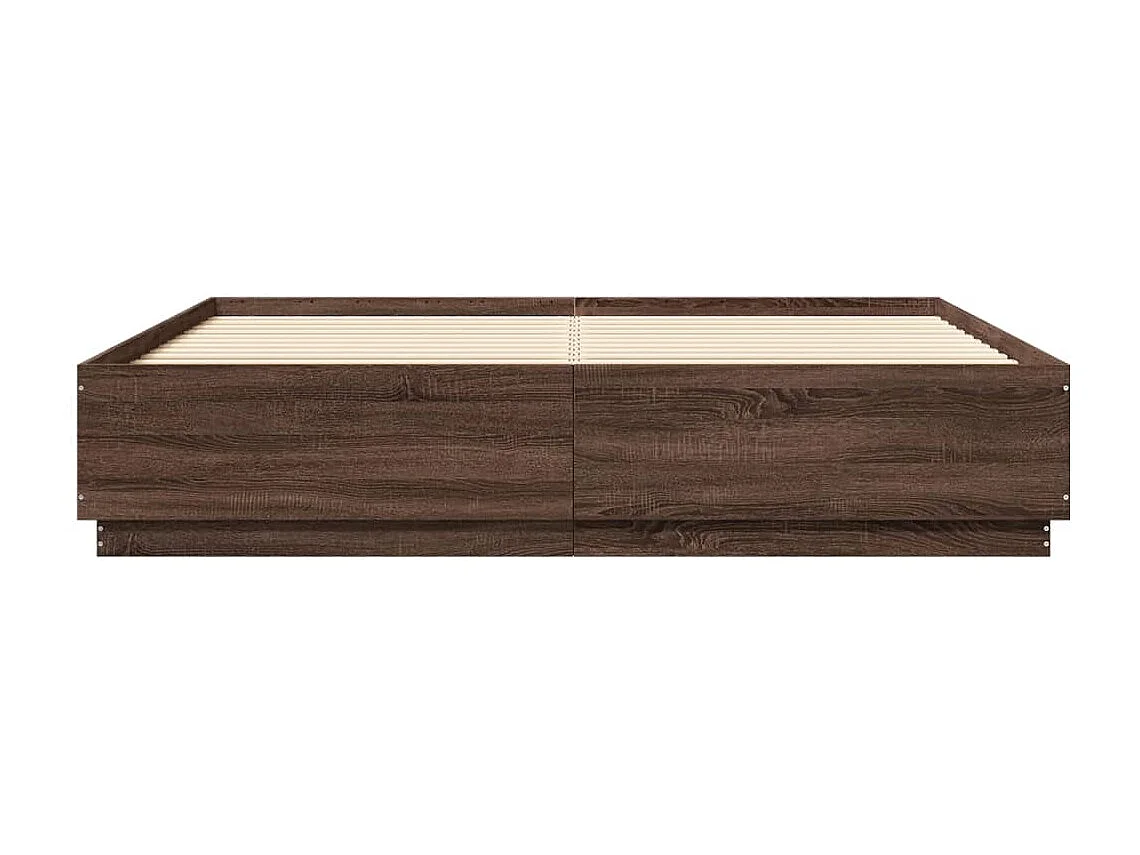 Cadre de lit avec LED sans matelas chêne marron 200x200 cm