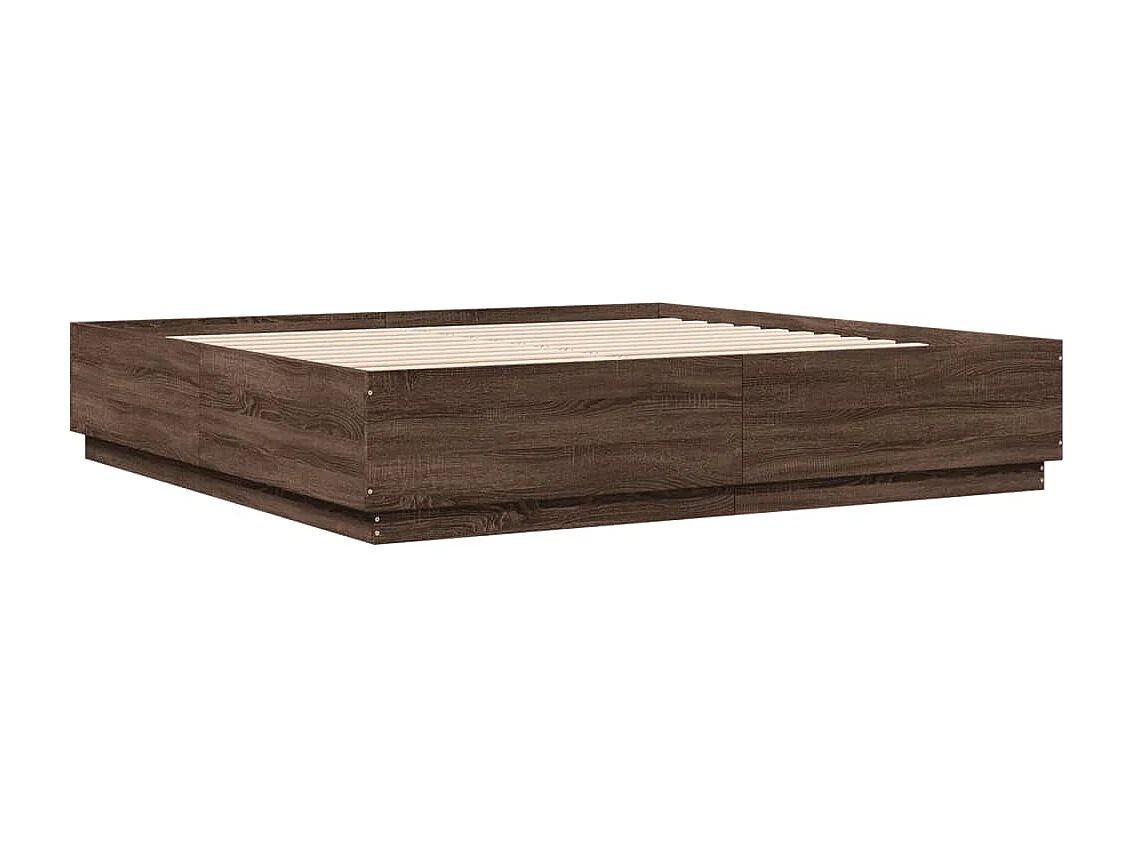 Cadre de lit avec LED sans matelas chêne marron 200x200 cm