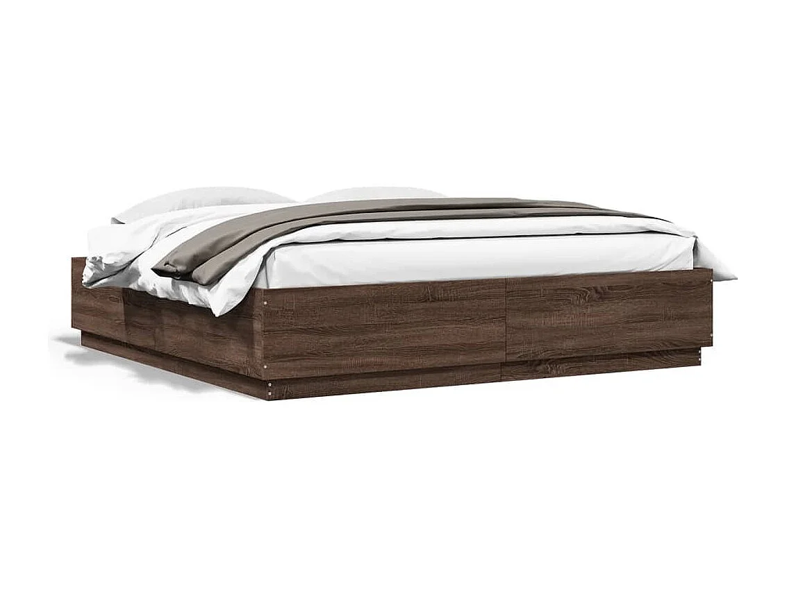 Cadre de lit avec LED sans matelas chêne marron 200x200 cm