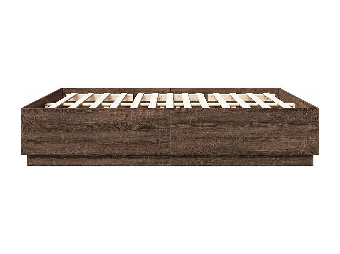 Cadre de lit avec LED sans matelas chêne marron 200x200 cm