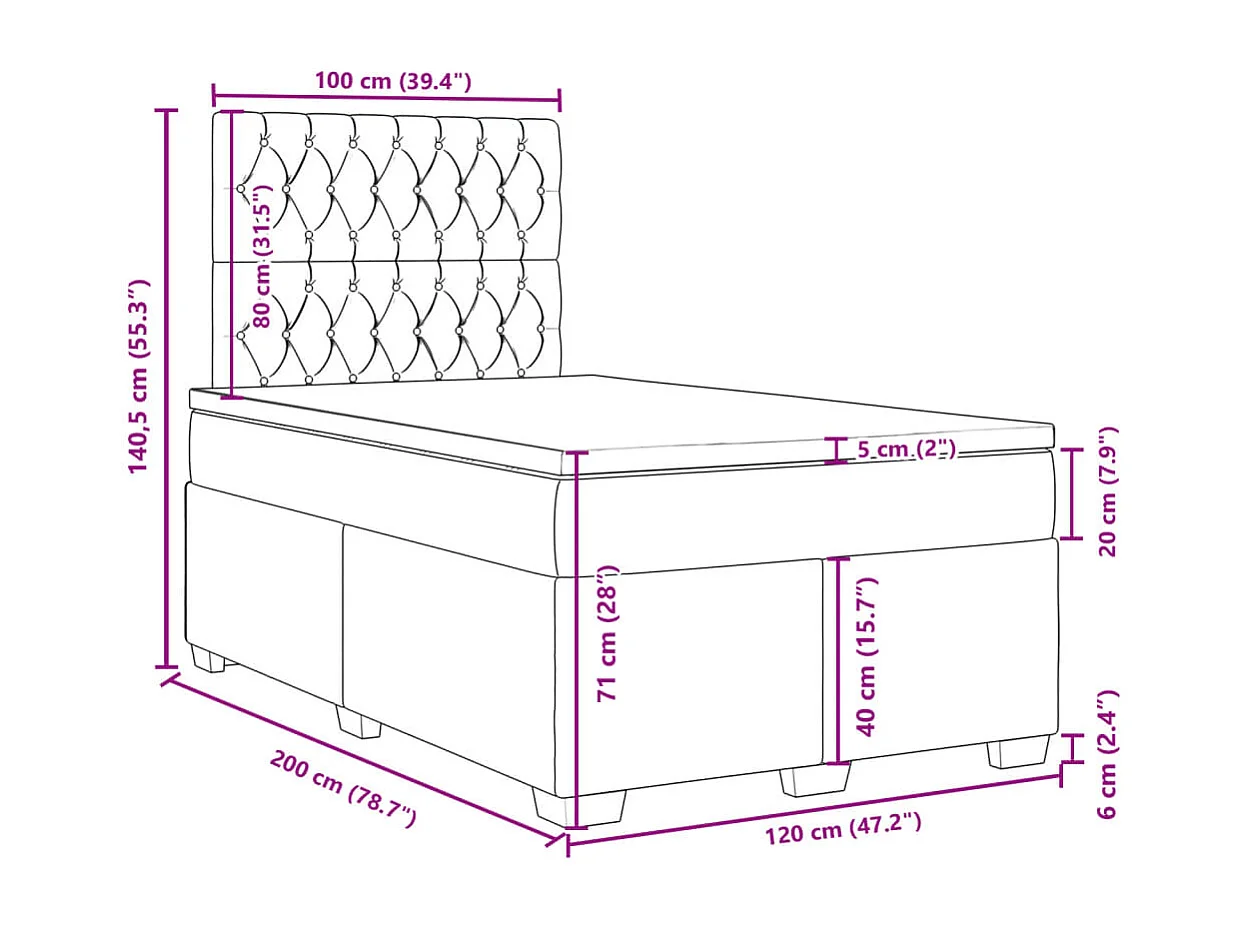 Boxspring met matras fluweel zwart 120x200 cm