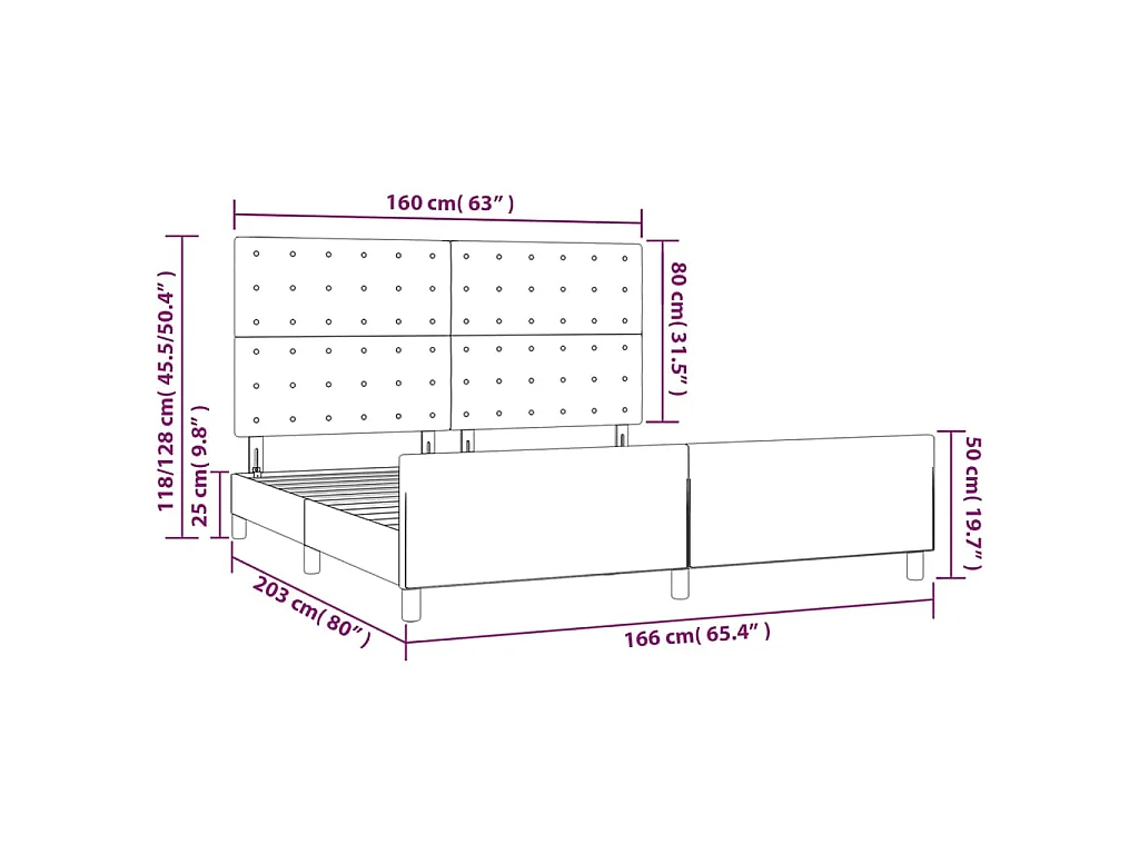 Cadre de lit sans matelas taupe 160x200 cm tissu