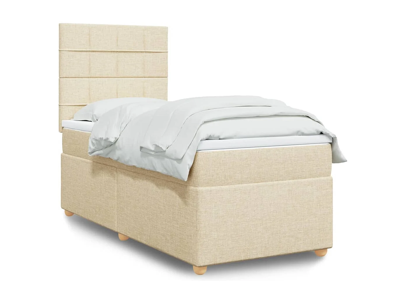 Boxspringbett mit Matratze Creme 90x190 cm Stoff