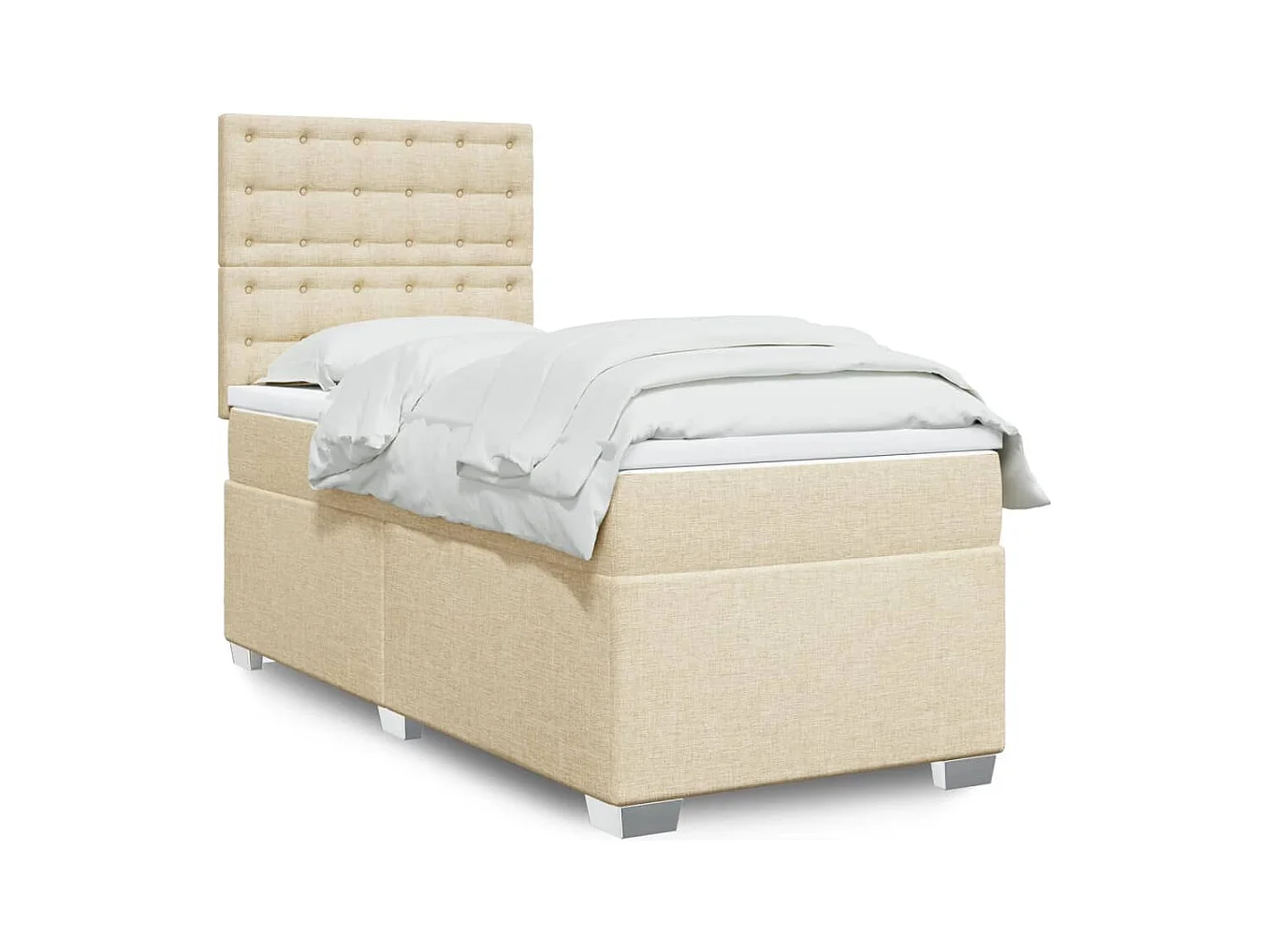 Sommier à lattes de lit et matelas Crème 90x190 cm Tissu