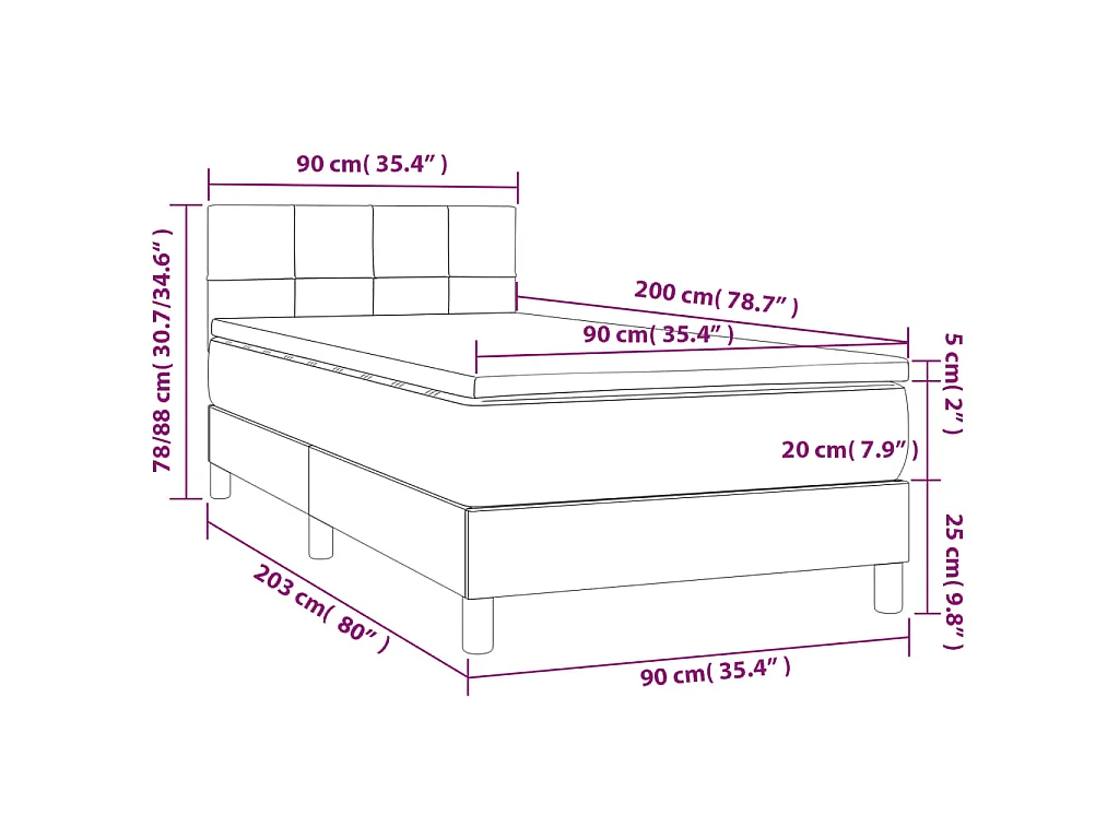 Boxspring met matras en LED fluweel roze 90x200 cm