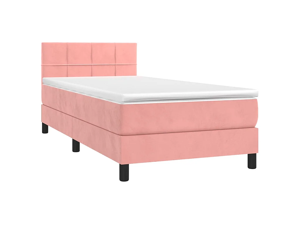 Boxspring met matras en LED fluweel roze 90x200 cm