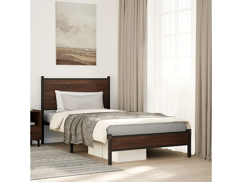 Bedframe zonder matras metaal bruin eikenkleurig 100x200 cm