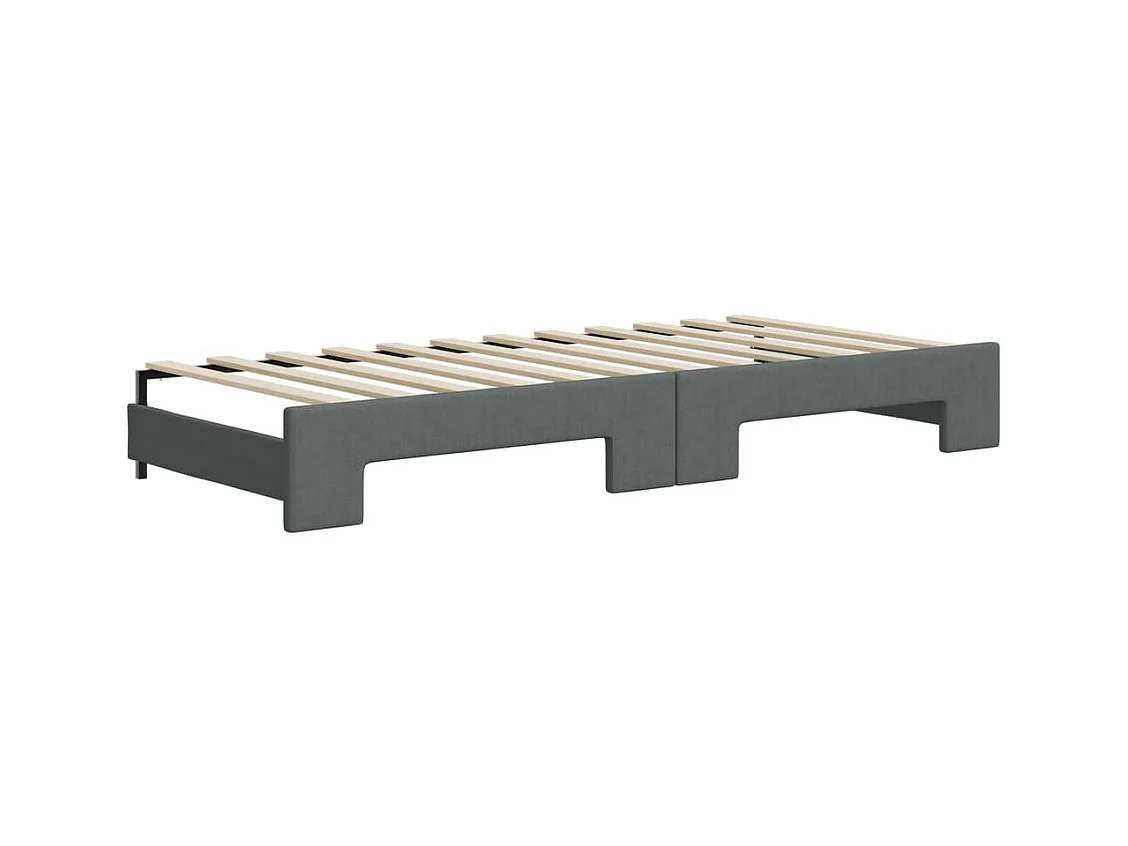 Lit de jour avec gigogne sans matelas gris foncé 100x200 cm