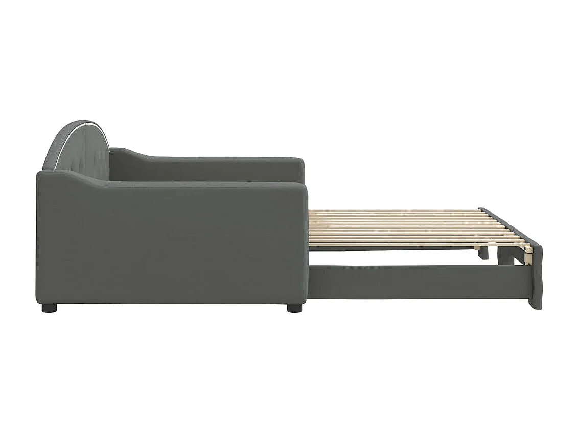 Tagesbett Ausziehbar Dunkelgrau 100x200 cm Stoff