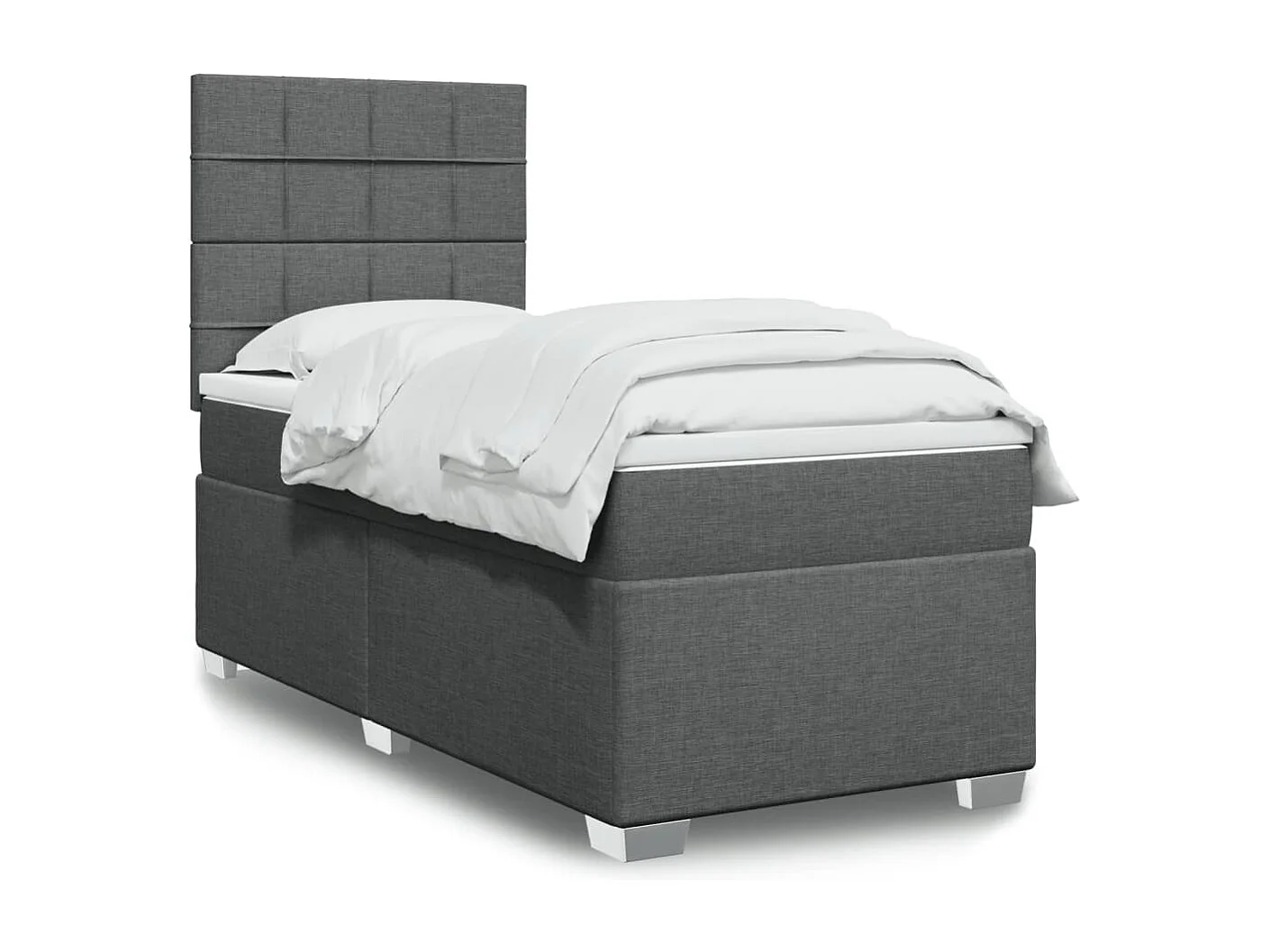 Boxspring met matras stof donkergrijs 100x200 cm