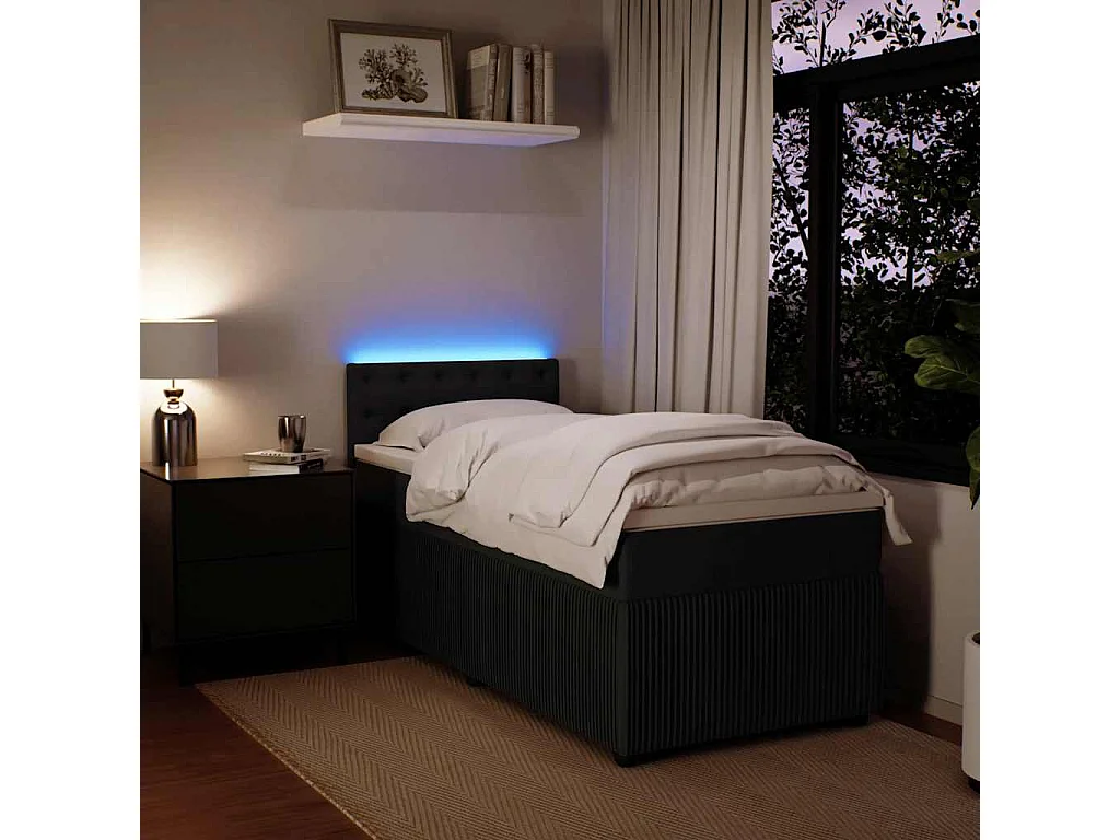 Boxspringbett mit Matratze Schwarz 90x190 cm Samt