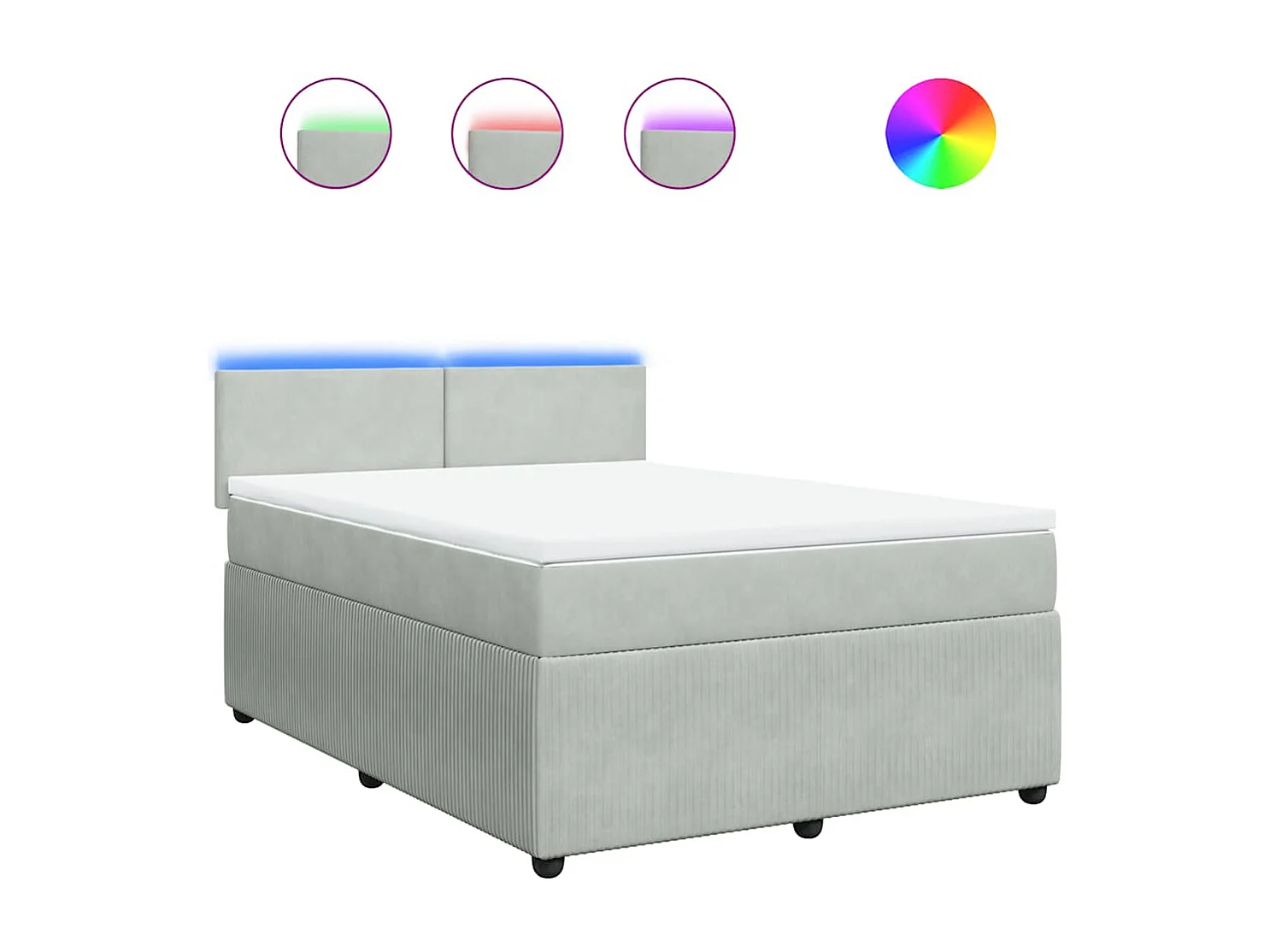 Sommier à lattes de lit et matelas Gris clair 140x200cm Velours