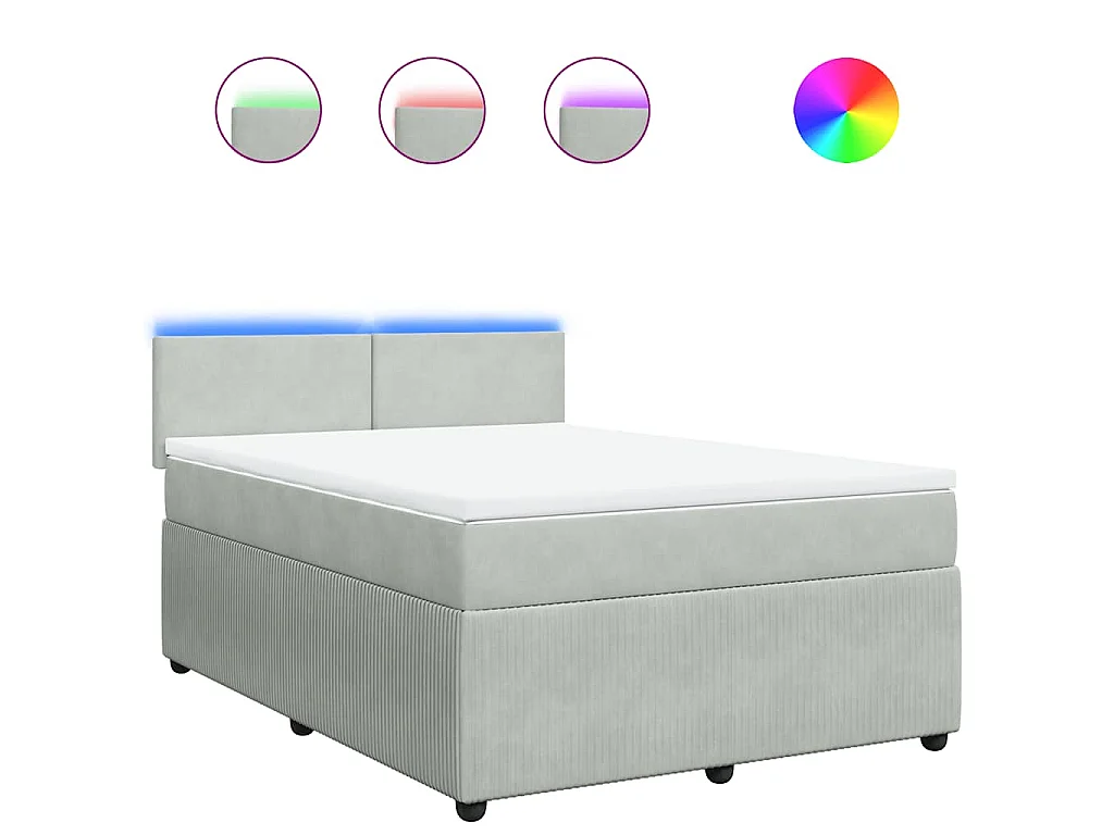 Boxspring met matras fluweel lichtgrijs 140x200 cm