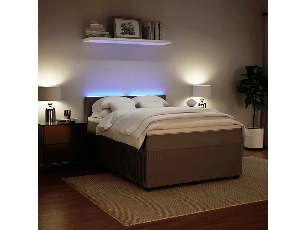 Boxspring met matras fluweel lichtgrijs 140x200 cm