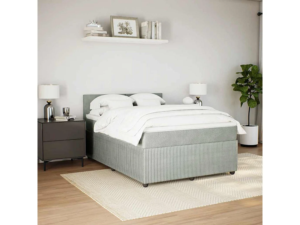 Boxspring met matras fluweel lichtgrijs 140x200 cm