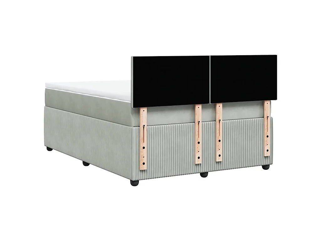 Boxspring met matras fluweel lichtgrijs 140x200 cm