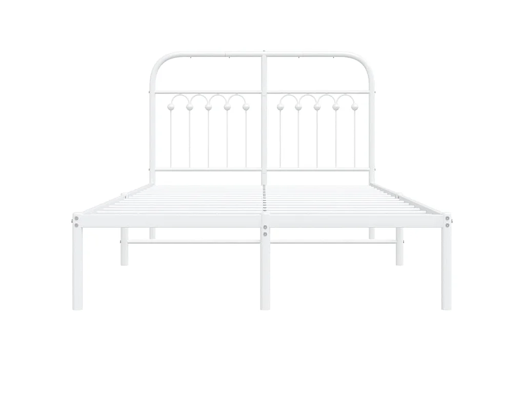 Cadre de lit métal sans matelas et tête de lit blanc 120x190 cm