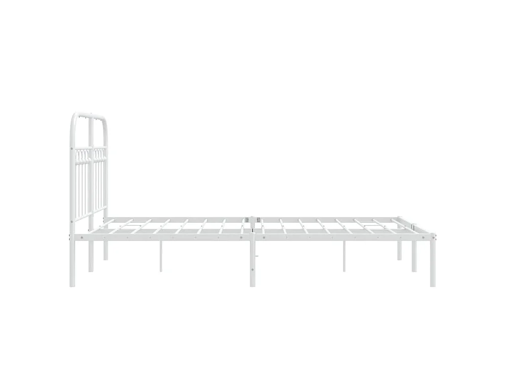 Cadre de lit métal sans matelas et tête de lit blanc 120x190 cm