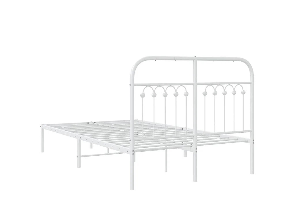 Cadre de lit métal sans matelas et tête de lit blanc 120x190 cm