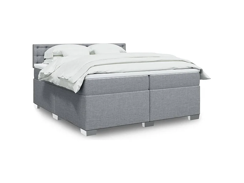 Boxspringbett mit Matratze Hellgrau 200x200 cm Stoff