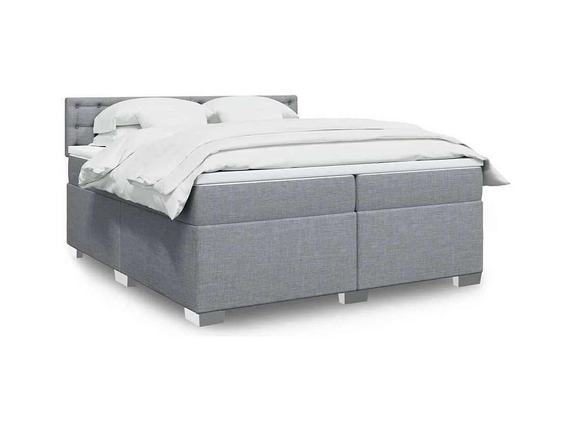 Sommier à lattes de lit avec matelas Gris clair 200x200cm Tissu