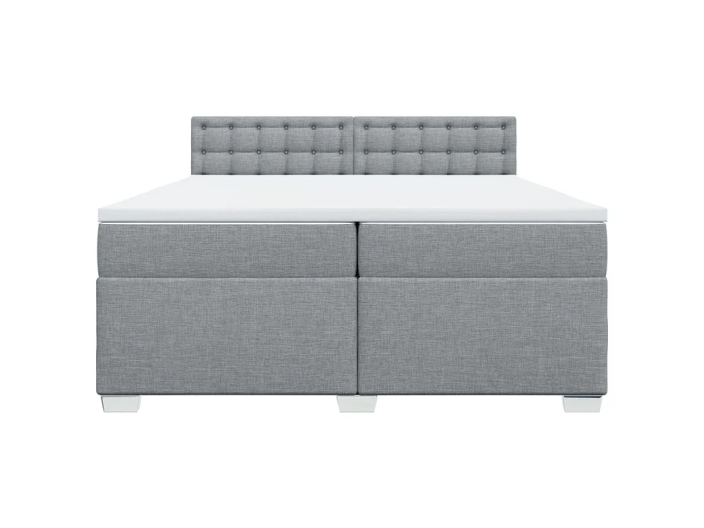 Cama box spring con colchón tela gris claro 200x200 cm