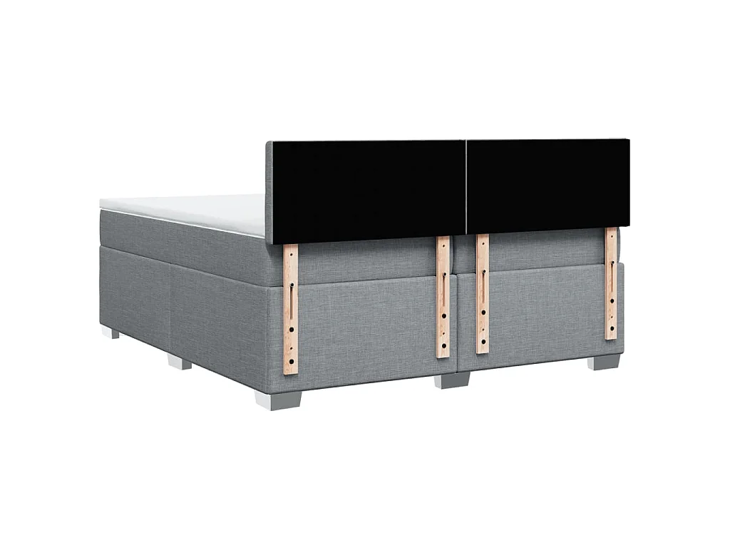 Cama box spring con colchón tela gris claro 200x200 cm