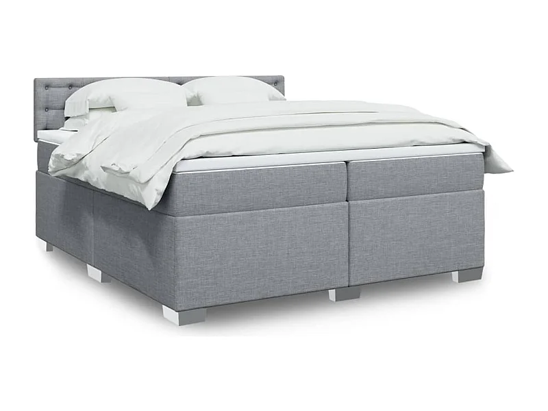 Sommier à lattes de lit avec matelas Gris clair 200x200cm Tissu