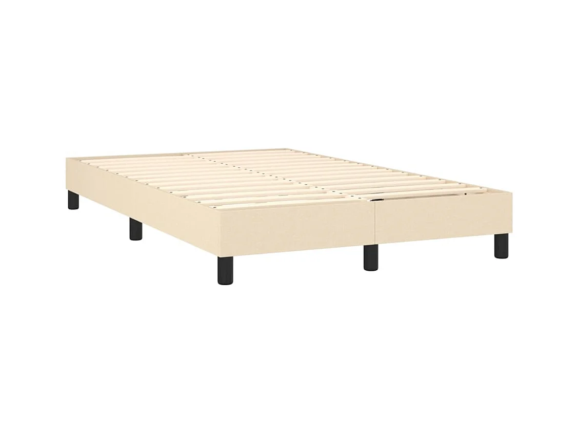 Sommier à lattes de lit matelas et LED crème 120x190 cm tissu