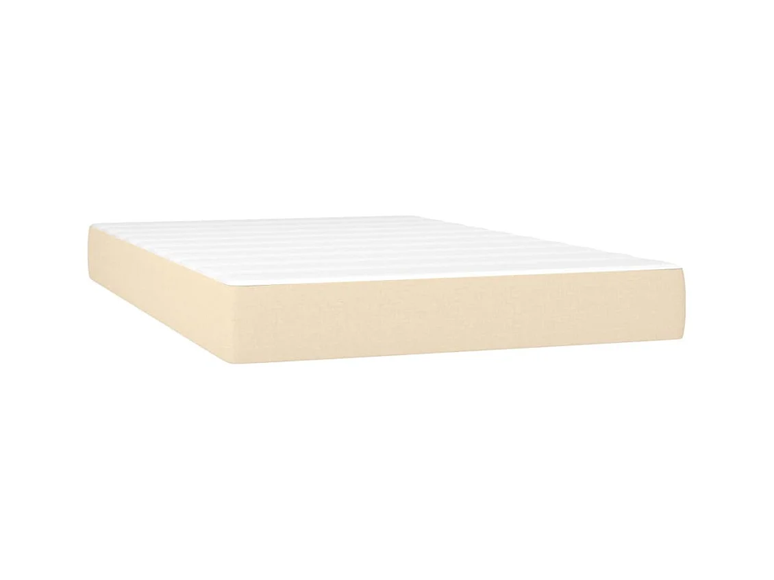 Sommier à lattes de lit matelas et LED crème 120x190 cm tissu