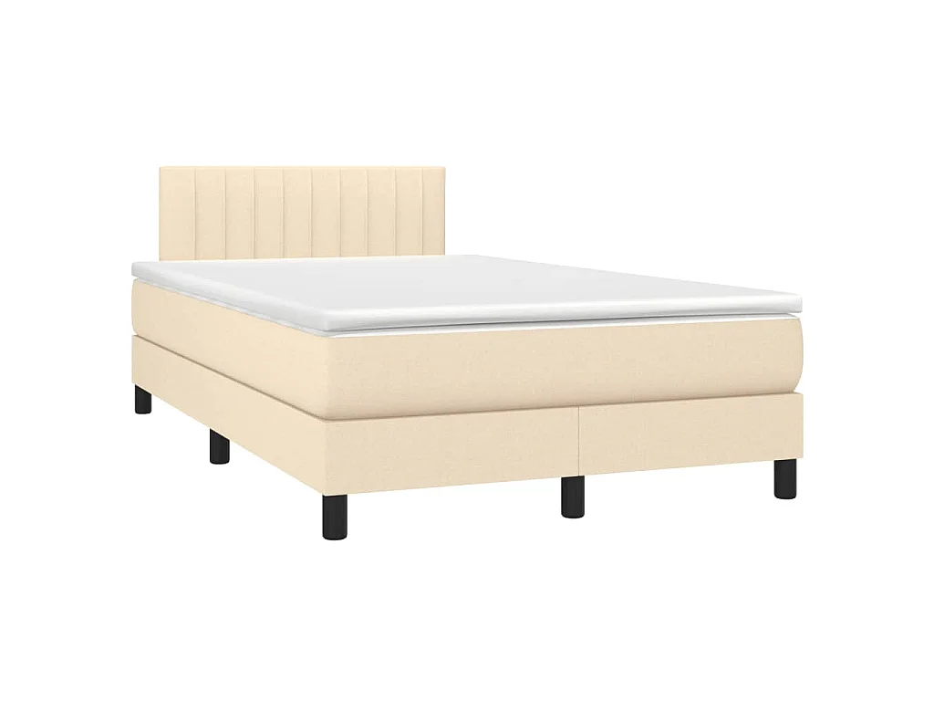 Sommier à lattes de lit matelas et LED crème 120x190 cm tissu