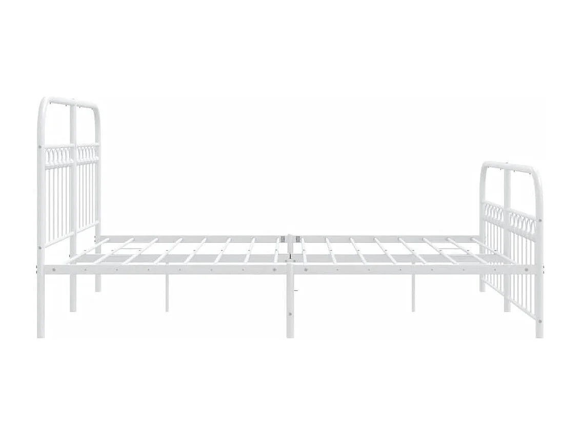 Cadre de lit métal sans matelas et pied de lit blanc 150x200 cm