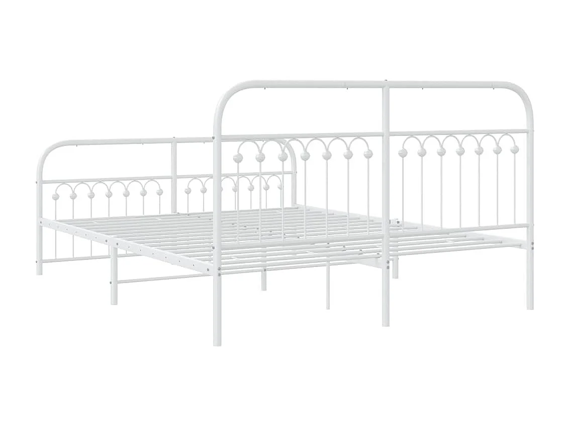 Estrutura de cama com cabeceira e pés 150x200 cm metal branco