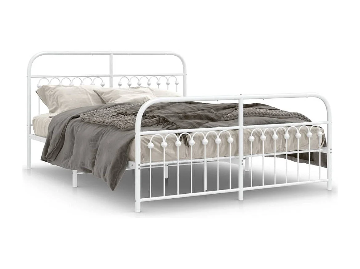 Bedframe met hoofd- en voeteneinde metaal wit 150x200 cm
