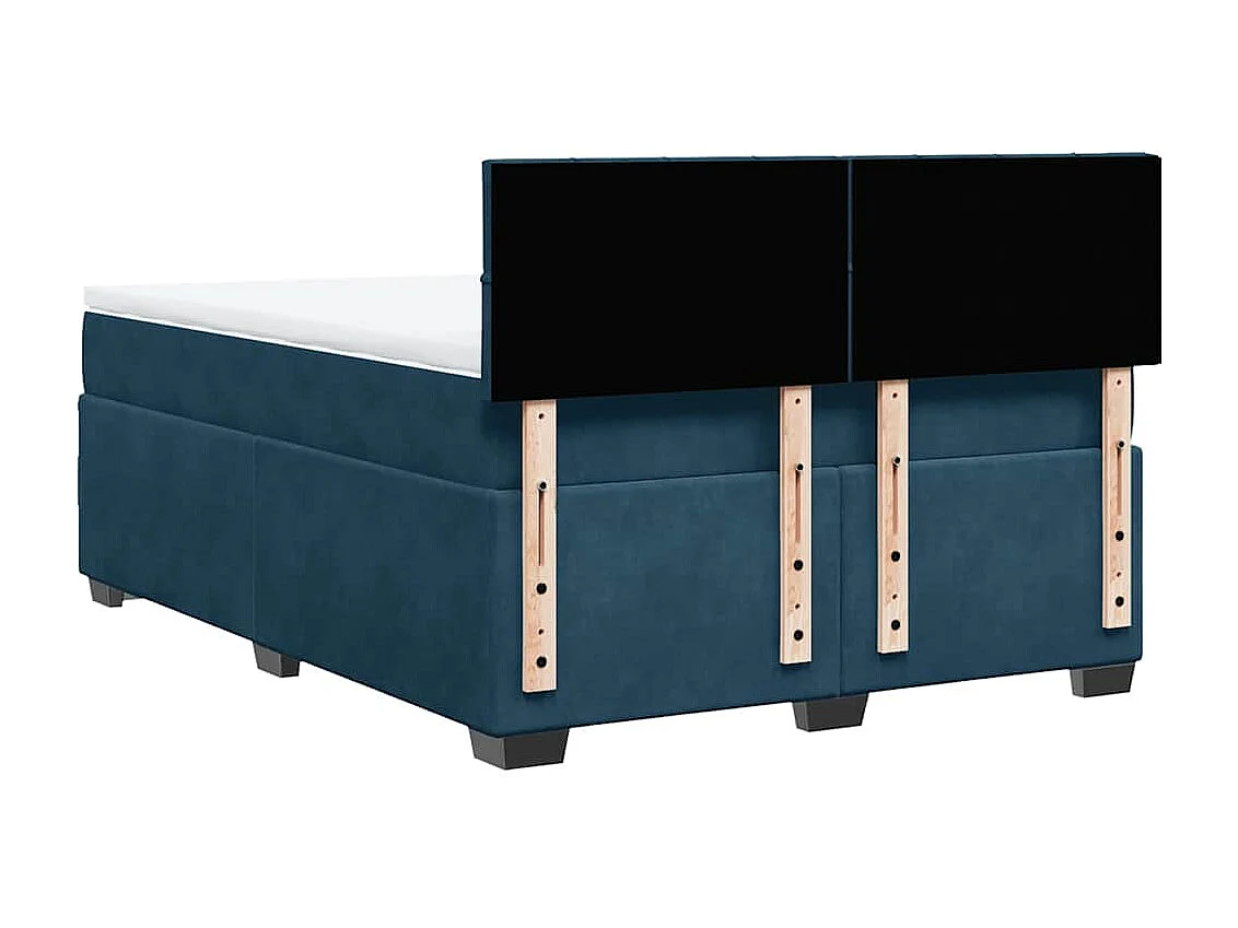 Sommier à lattes de lit et matelas Bleu foncé 140x200cm Velours