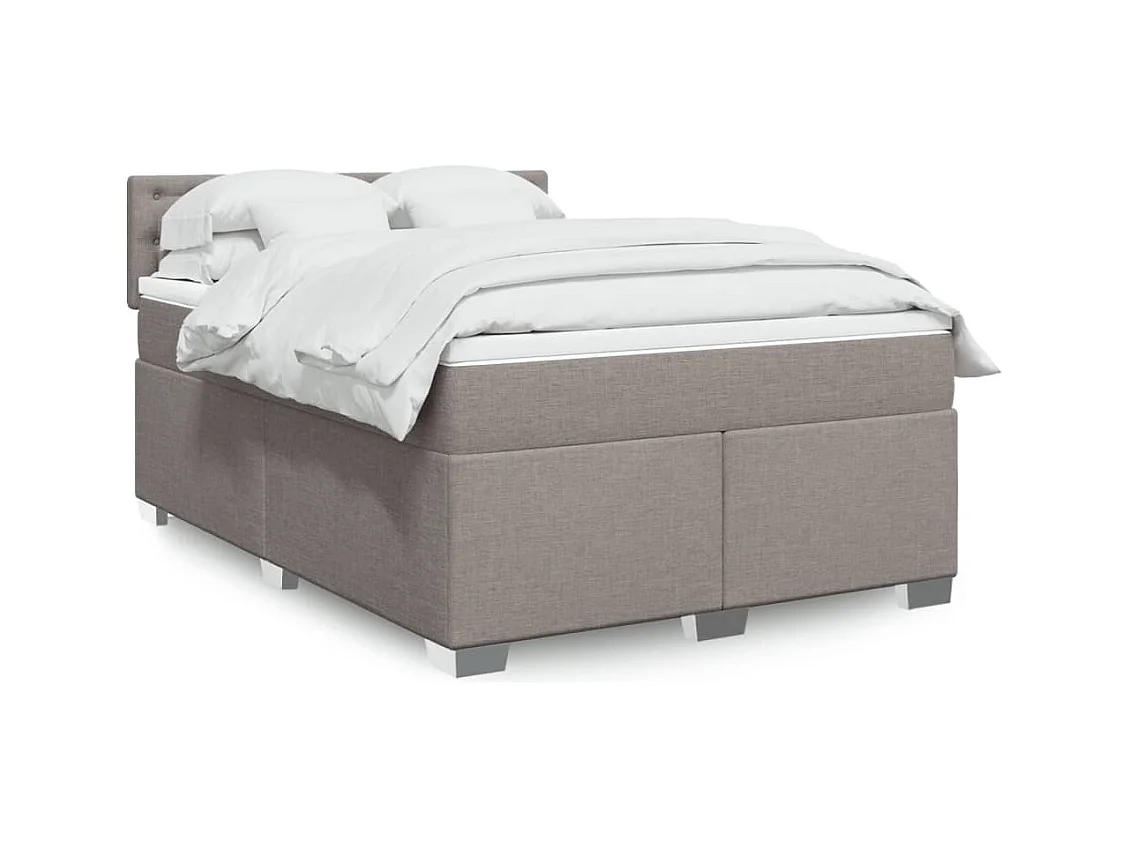 Sommier à lattes de lit avec matelas Taupe 140x200 cm Tissu
