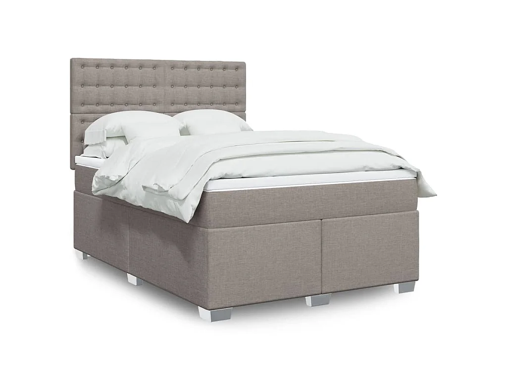 Sommier à lattes de lit avec matelas Taupe 160x200 cm Tissu