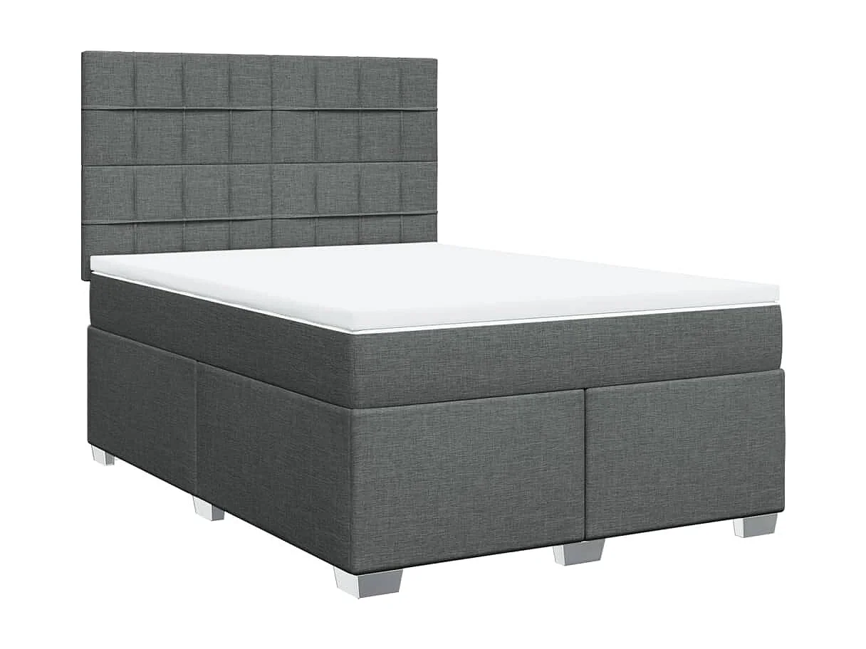 Boxspringbett mit Matratze Dunkelgrau 140x200 cm Stoff