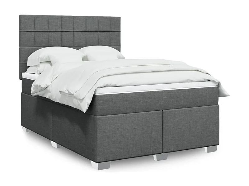 Boxspringbett mit Matratze Dunkelgrau 140x200 cm Stoff