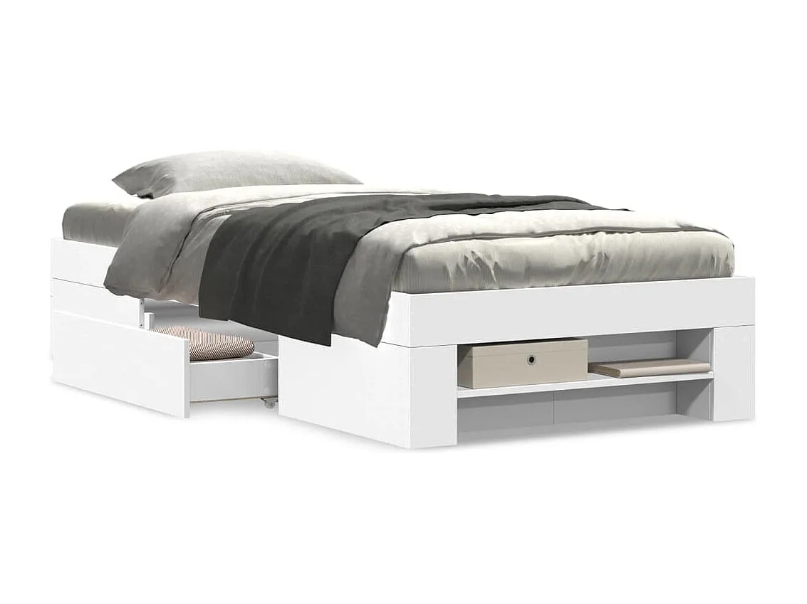 Cadre de lit sans matelas blanc 100x200 cm bois d'ingénierie