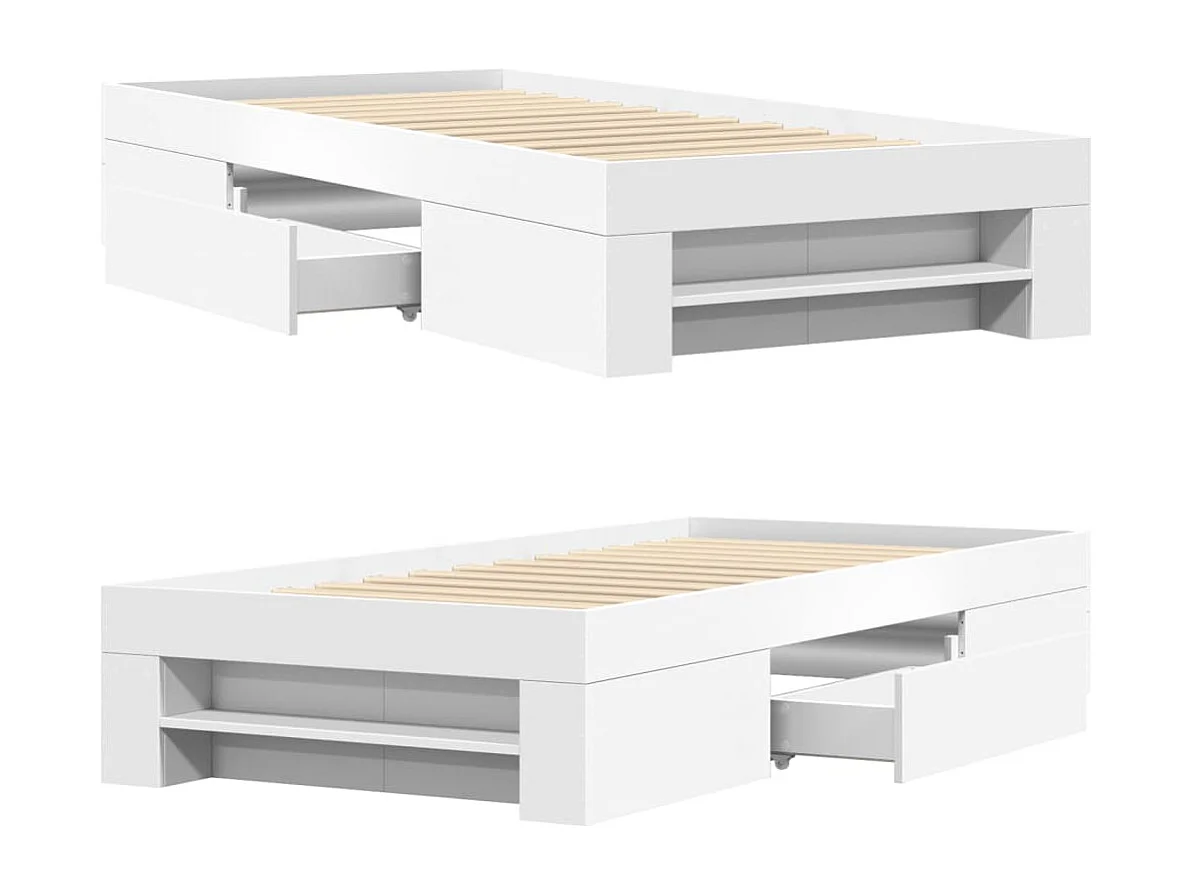 Cadre de lit sans matelas blanc 100x200 cm bois d'ingénierie