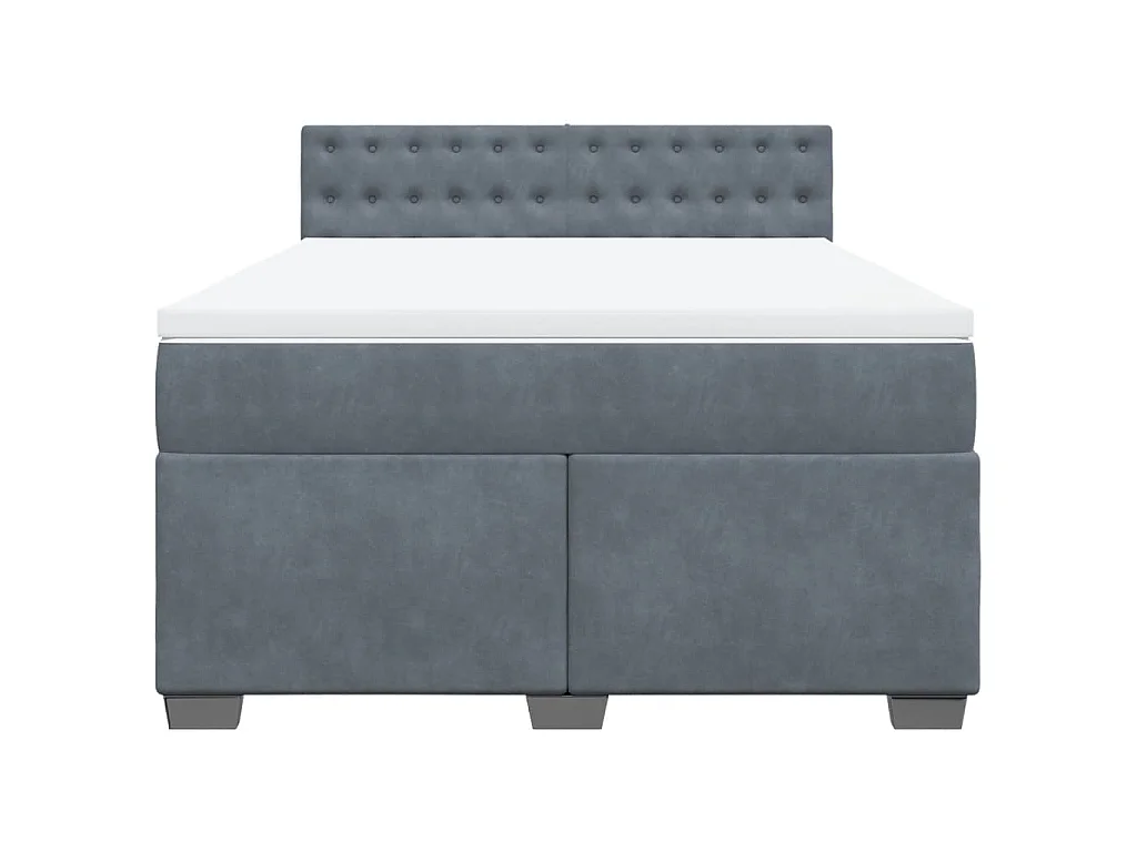Cama box spring con colchón terciopelo gris oscuro 160x200 cm