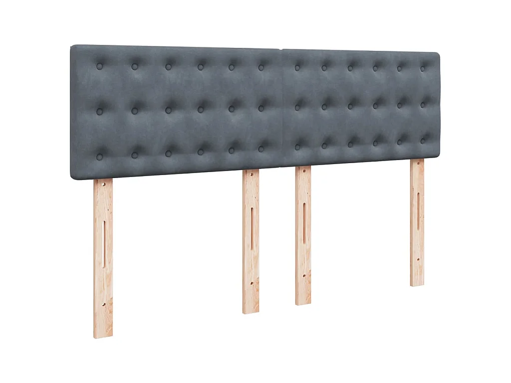 Cama box spring con colchón terciopelo gris oscuro 160x200 cm