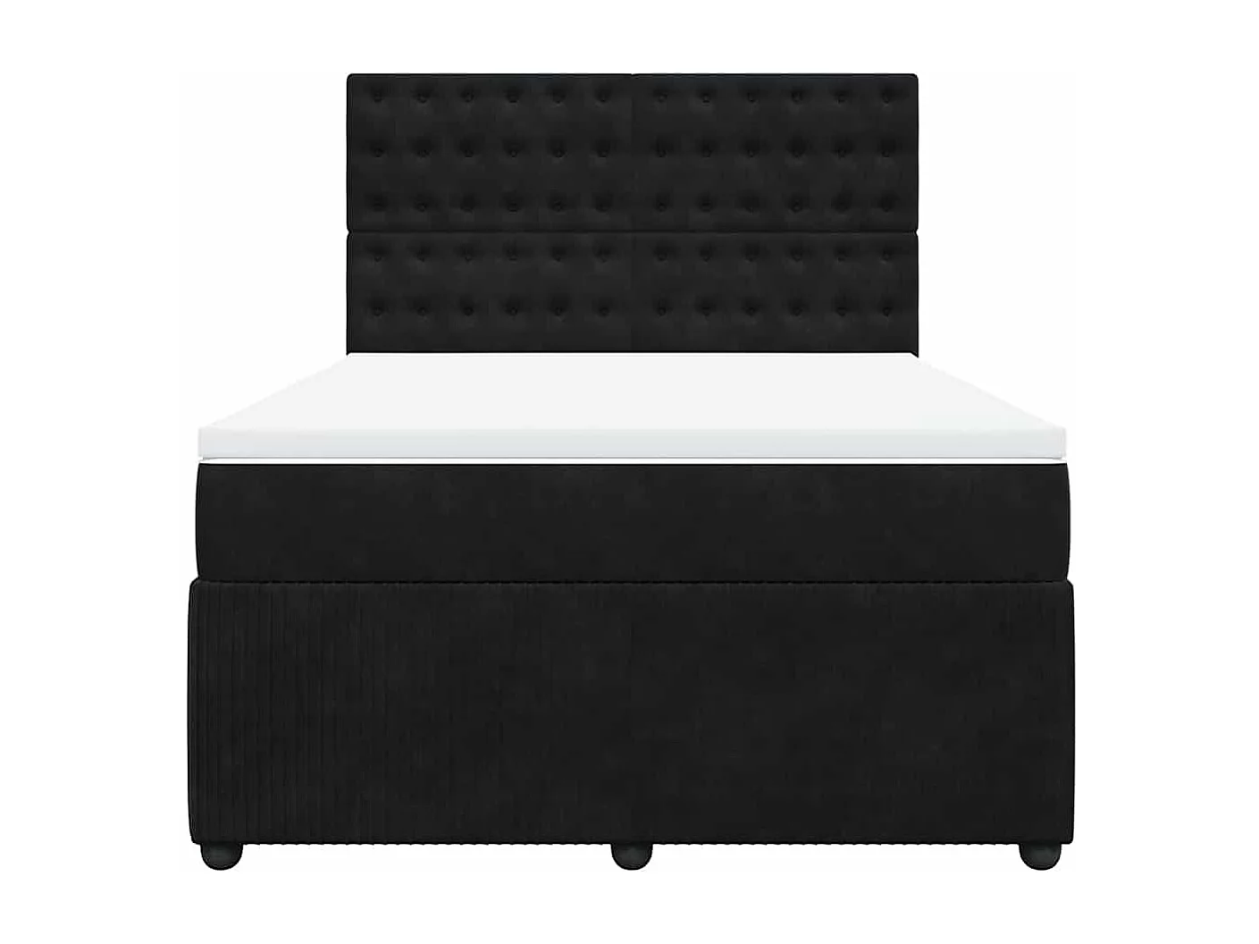 Sommier à lattes de lit et matelas Noir 160x200 cm Velours