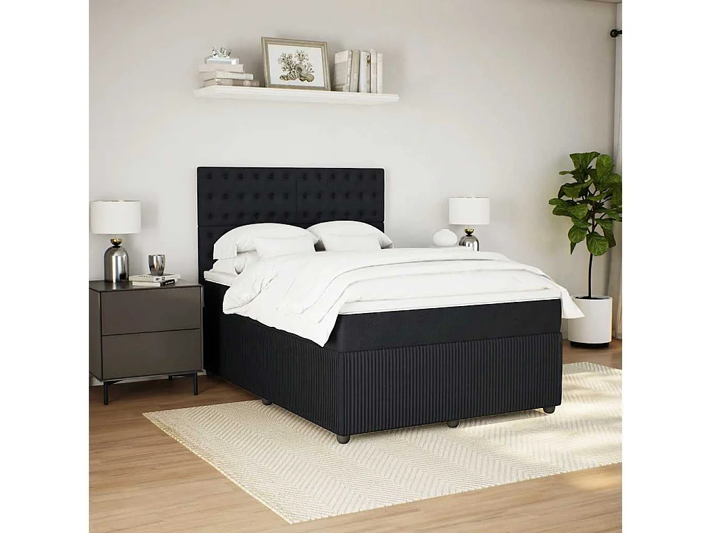 Giroletto a Molle con Materasso Nero 160x200 cm in Velluto