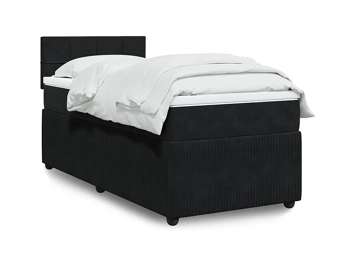 Giroletto a Molle con Materasso Nero 90x190 cm in Velluto