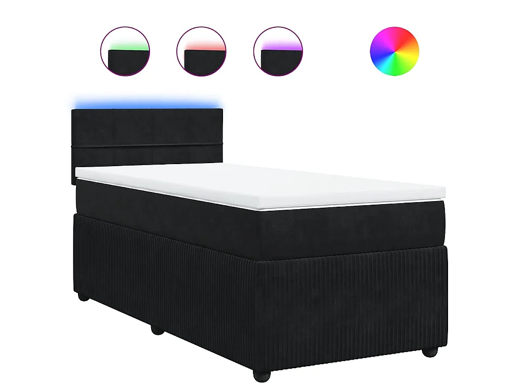 Boxspringbett mit Matratze Schwarz 90x190 cm Samt