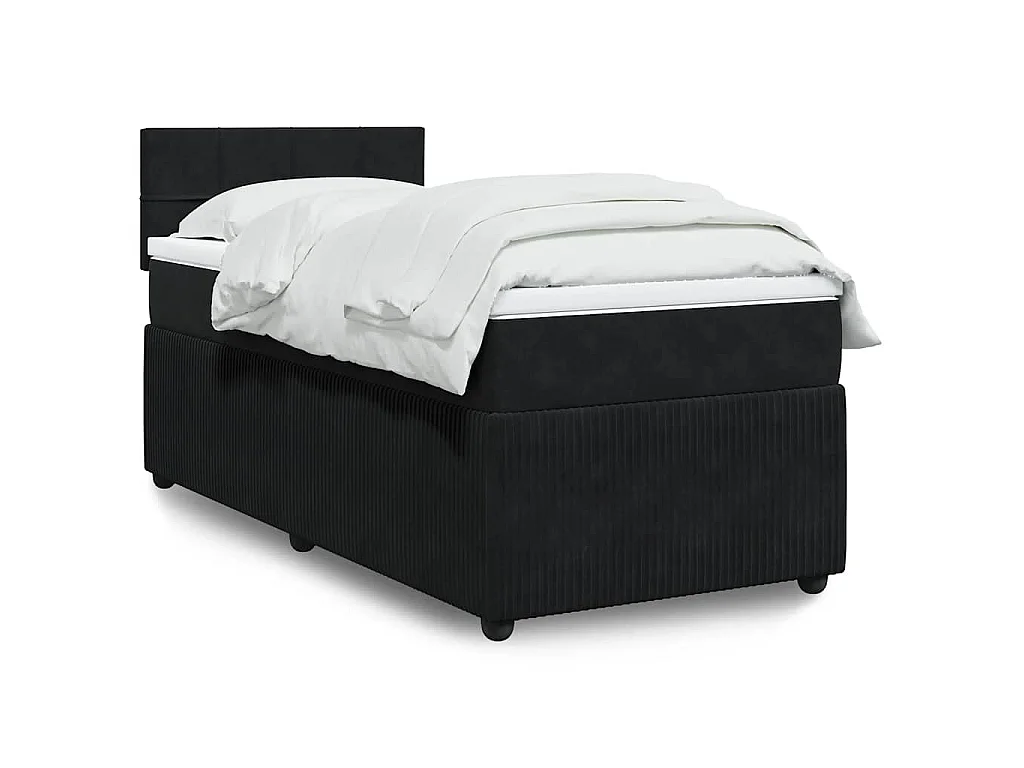 Boxspringbett mit Matratze Schwarz 90x190 cm Samt